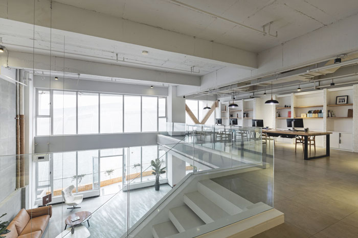 300平方loft风格办公室幕墙装修设计案例效果图